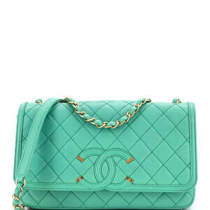 Chanel Medium Filigree Flap Bag Quilted Caviar